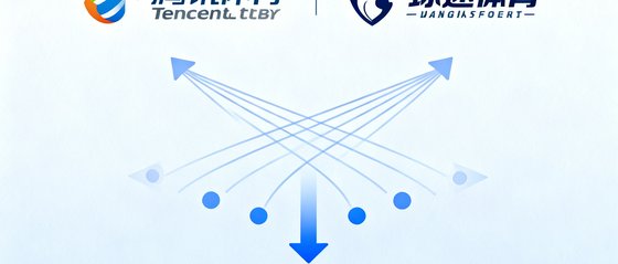 腾讯体育与球速体育达成数据战略合作的品牌标识展示